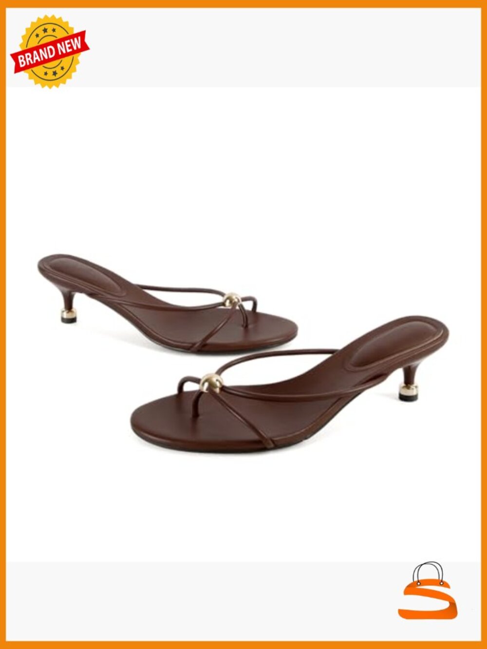 Open Toe Kitten Heel Flip Flop Sandals Vegan Leather Thong Heels - Picture 5 of 7